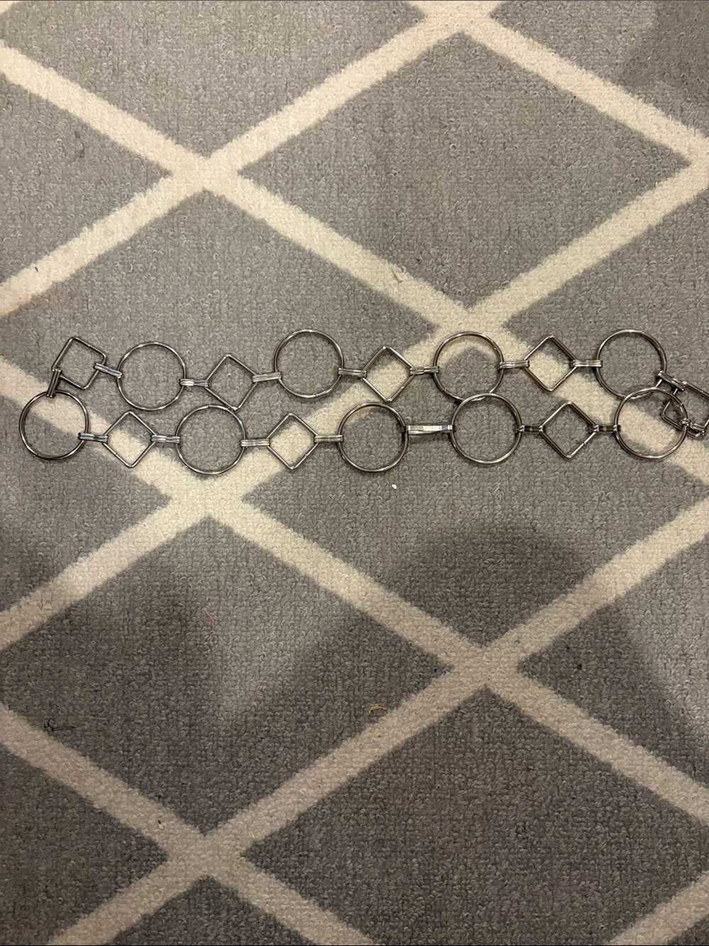 Silver Geometric Link Belt - Women